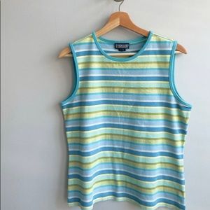 Green Yellow Blue Pinstriped Tank